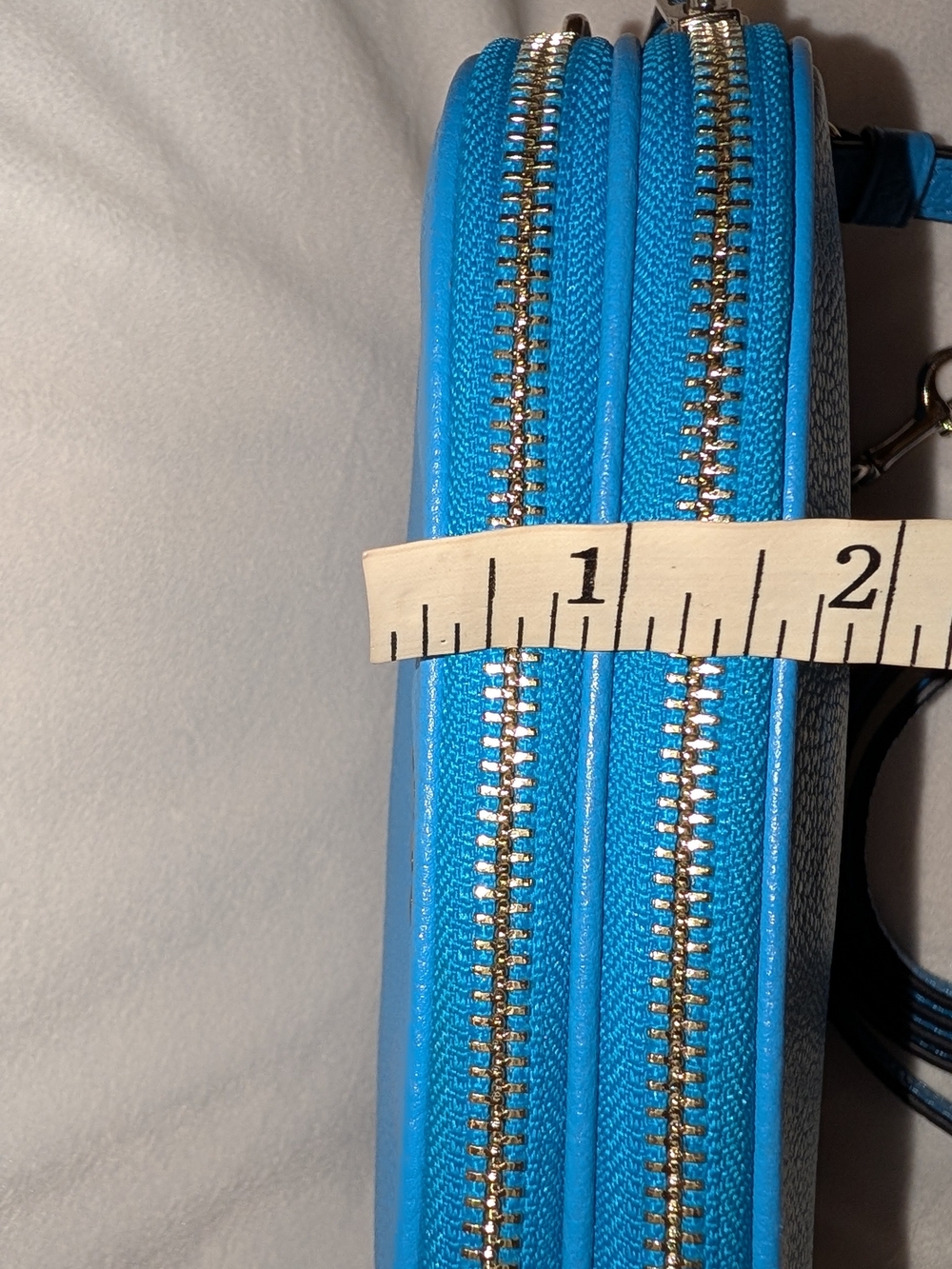 Coach Sadie Pebbled Leather Crossbody Clutch in Azure Blue Silver VGUC - Picture 13 of 15